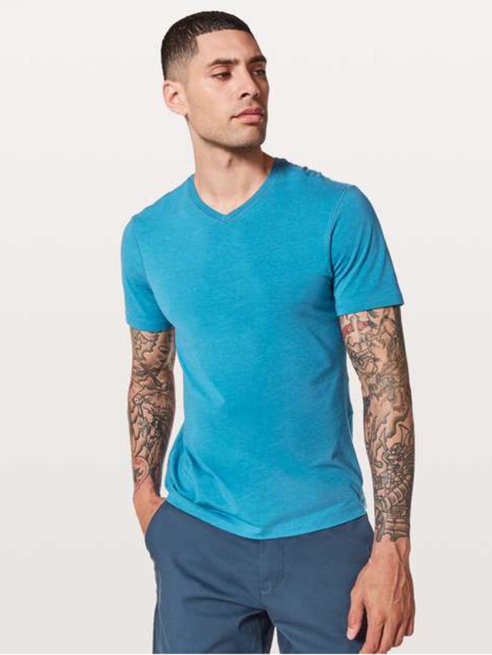 lululemon athletica 5 Year Basic V-Neck Tee / Turquoise Men's Medium